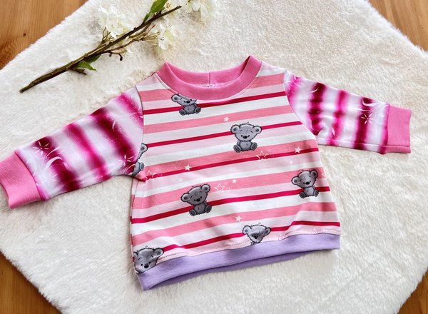 Baby Shirt gr. 56 "rosa Streifen mit Bärchen"